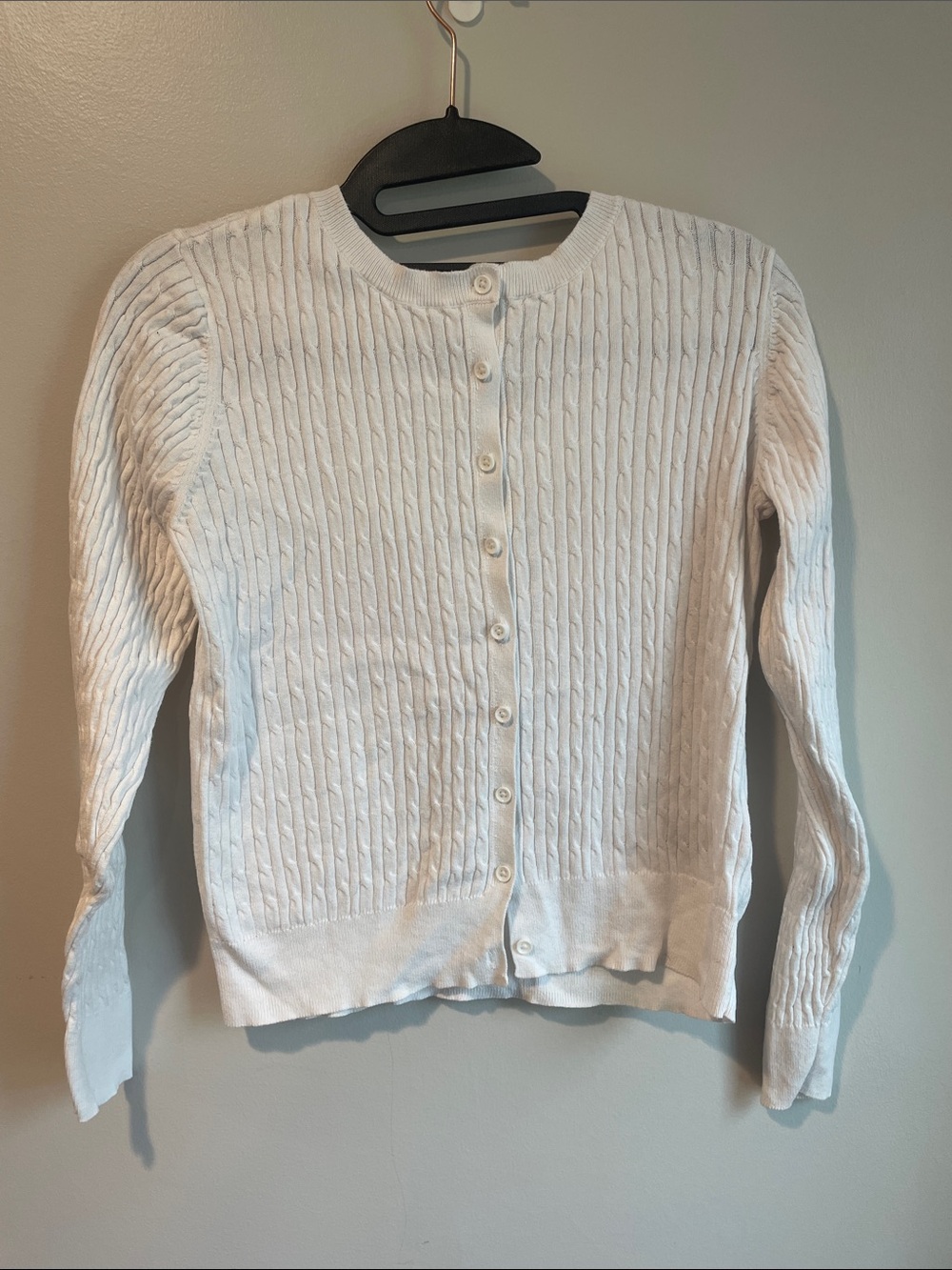 GAP White Cable Knit Button-Front Cardigan